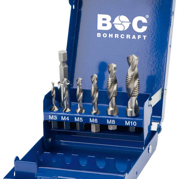 Combi-Boortappenbitset M3-M10 + Houder 7-dlg. in Mini-Box