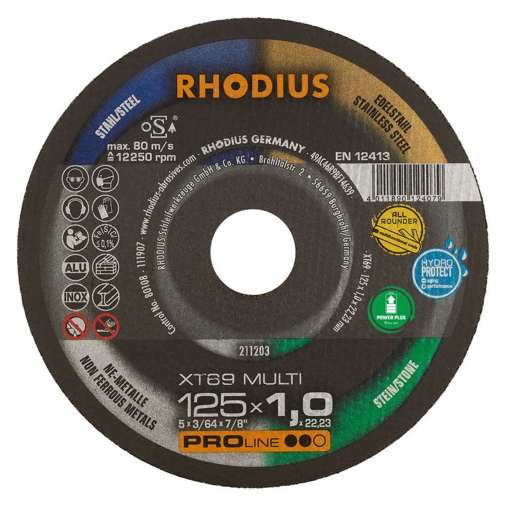 Rhodius Multi doorslijpschijf XT69 Multi 125x1,0x22,23 mm - 10 stuks in een blik